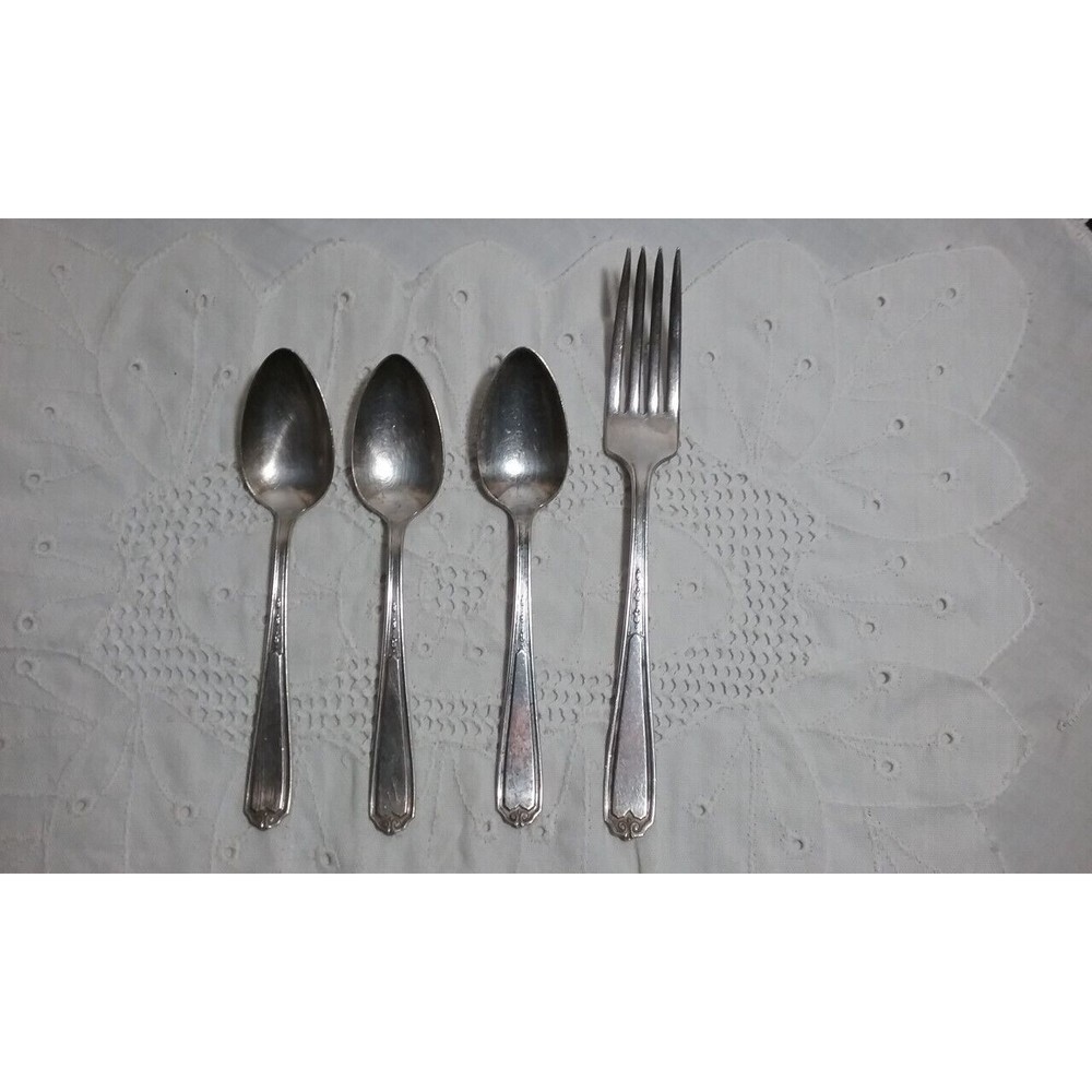 Old Vintage  E. P. N. S. 3 Teaspoons and Fork